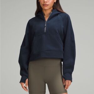 Scuba Oversized Half-Zip Hoodie- Navy